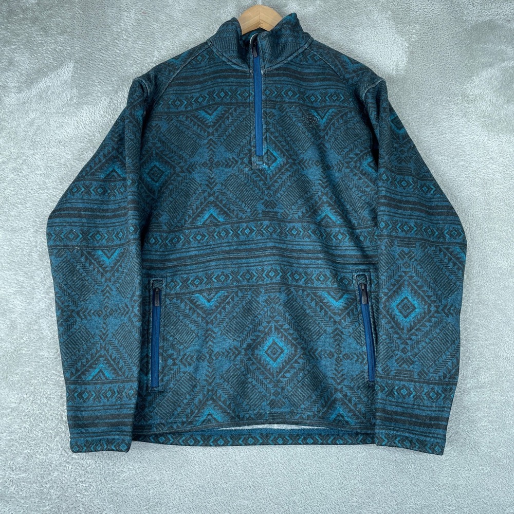 Ariat Caldwell 1/4 Zip Sweater Mens Small Southwestern Aztec Fleece Pullover